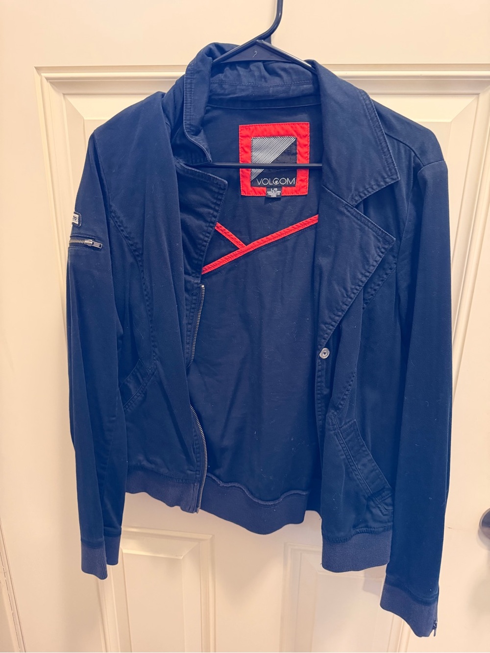 Volcom Women's Black Bomber Jacket with Red Trim